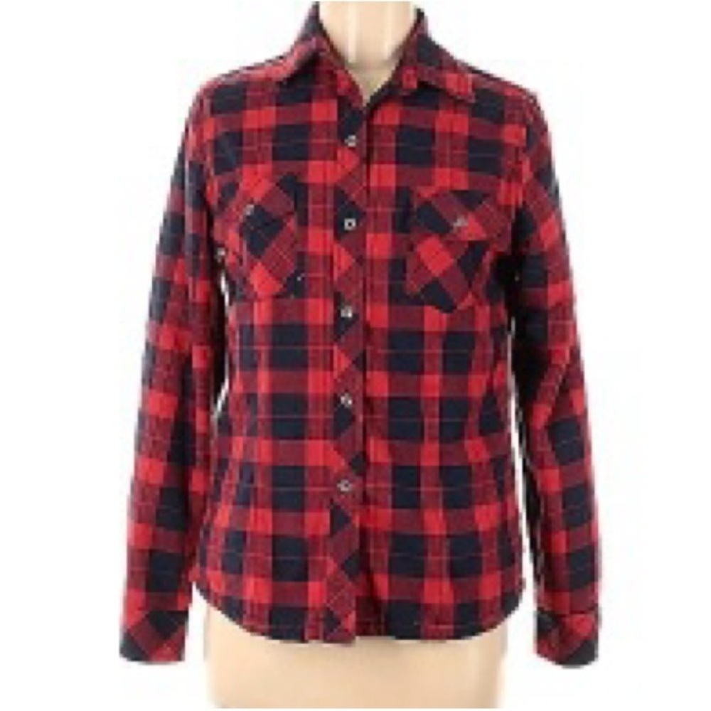 AVA COSTUME Plaid Fleece Lined Shirt Jacket Women’s M Red Black